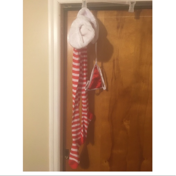 Lingerie Fur Trim Red Velvet Corset Set - Picture 3 of 16